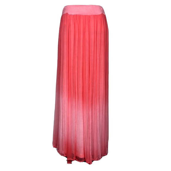 Neiman Marcus Dresses & Skirts - Neiman Marcus Sz S Chiffon Maxi Skirt Pink Coral Ombre Stretchy Waist